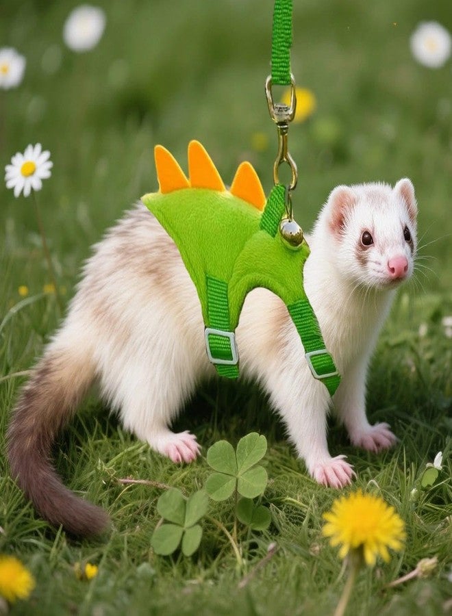 Luchike 1 Pack Dinosaur Shaped Ferret Harness and Leash Set Hedgehog Hamster Leash Guinea Pig Harness Adjustable Hamster Clothes Outfits Hedgehog Accessories Green - Image 5
